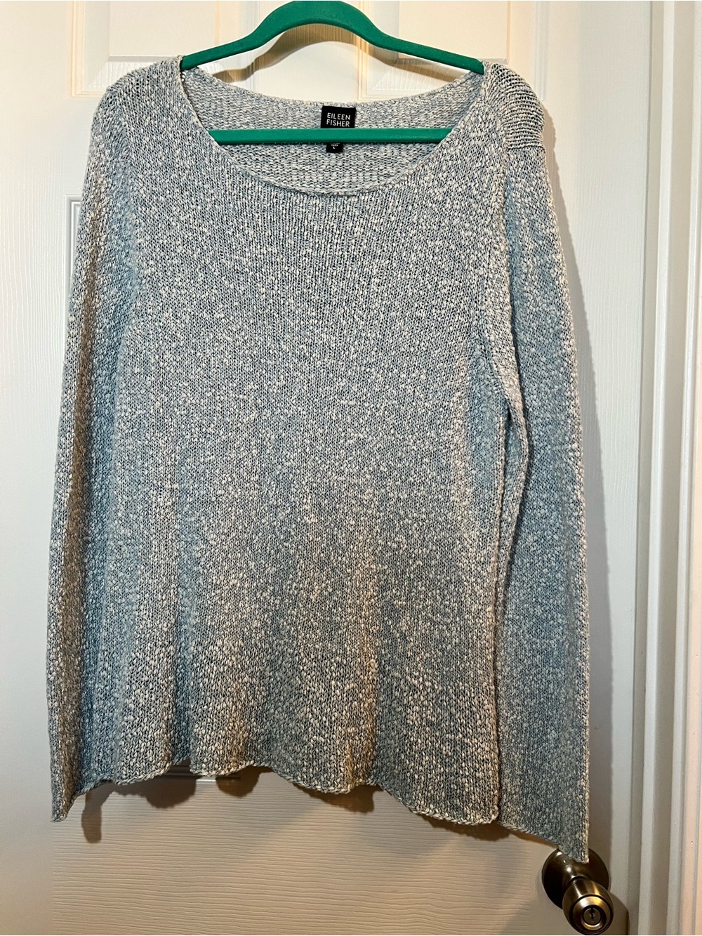 🦋 Eileen Fisher Light Heather blue Gray Scoop Neck Knit Sweater size large